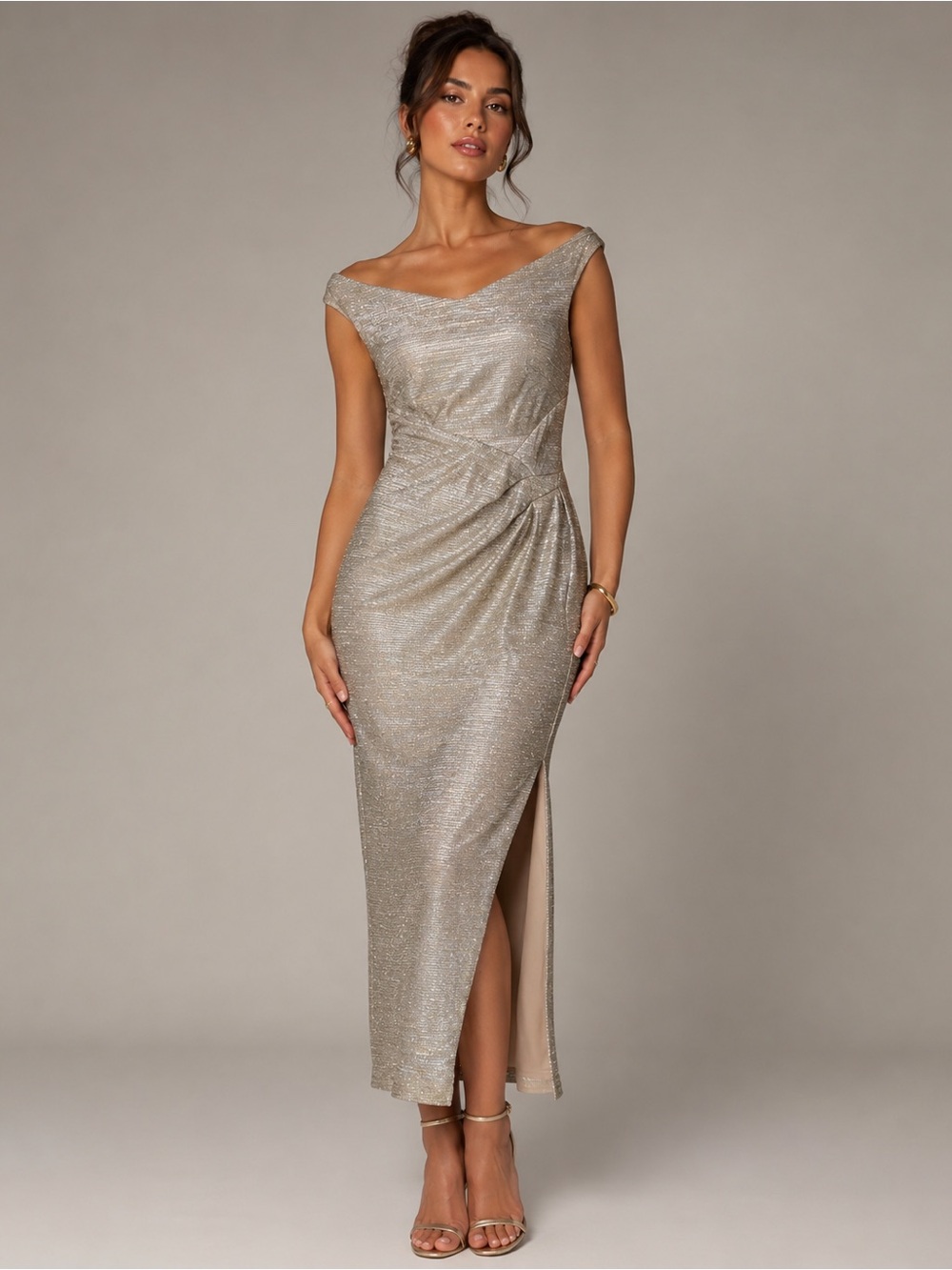 Ralph Lauren Metallic Shoulder Evening Gown – Size 2